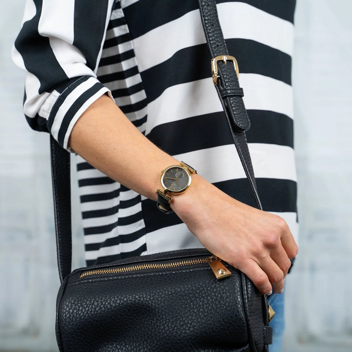 Pierre Cardin Women's Black Leather Watch, Gold Case | Cmd.3518 by PIERRE CARDIN