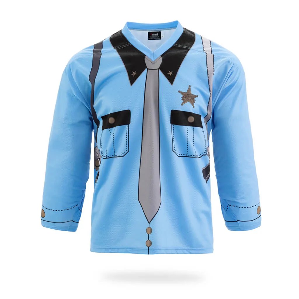 Custom Blue Police Graphic Ice Hockey Jersey by Vimost Sportswear