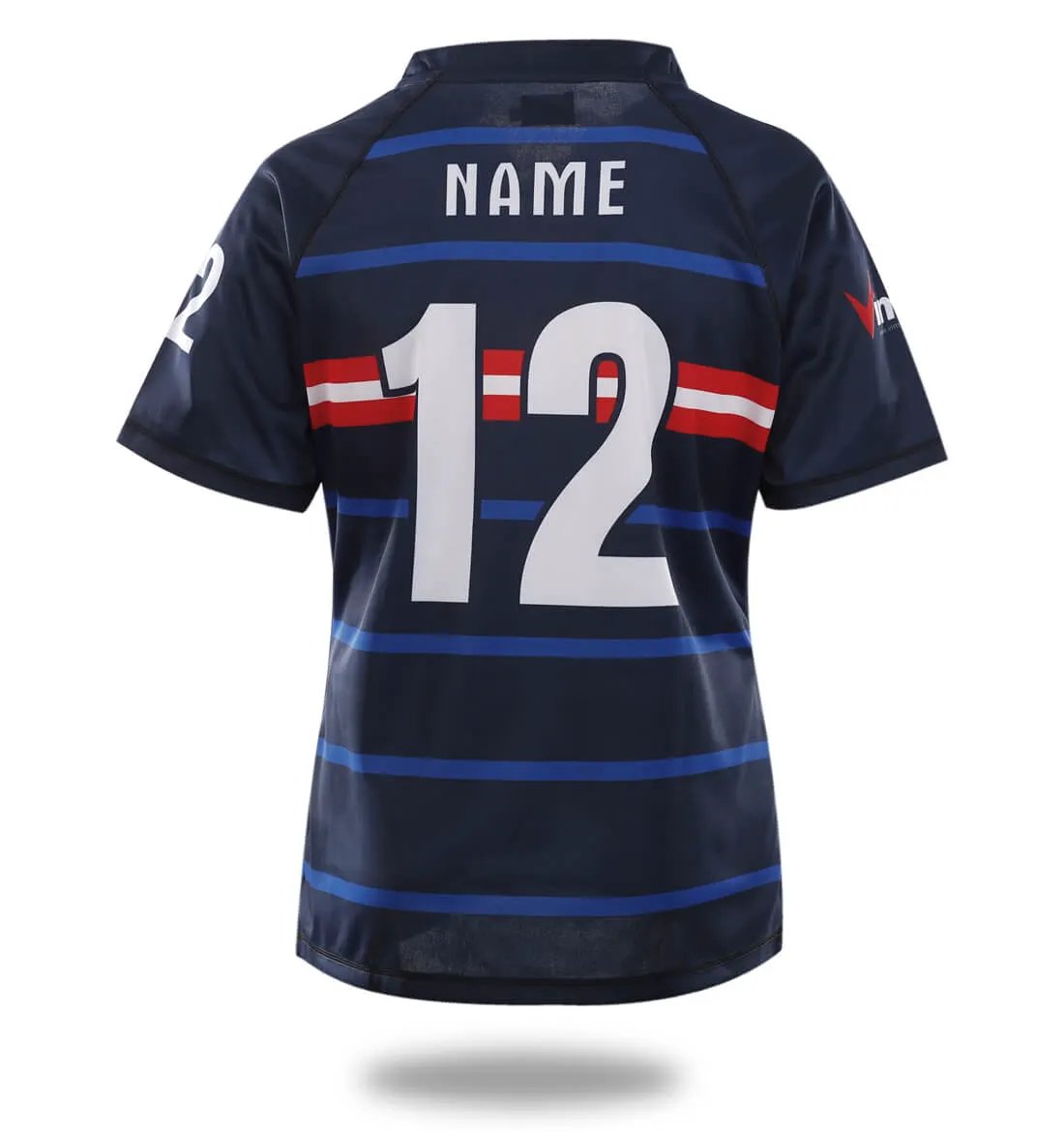 Custom Navy Rugby Shirt with Name and Number by Vimost Sportswear
