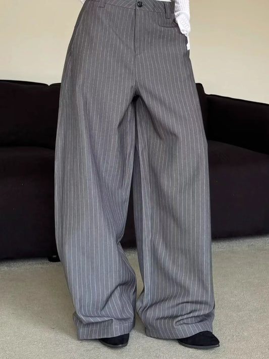 Men's Full Size Wide Leg Striped Pants Plus Size by Partner Label