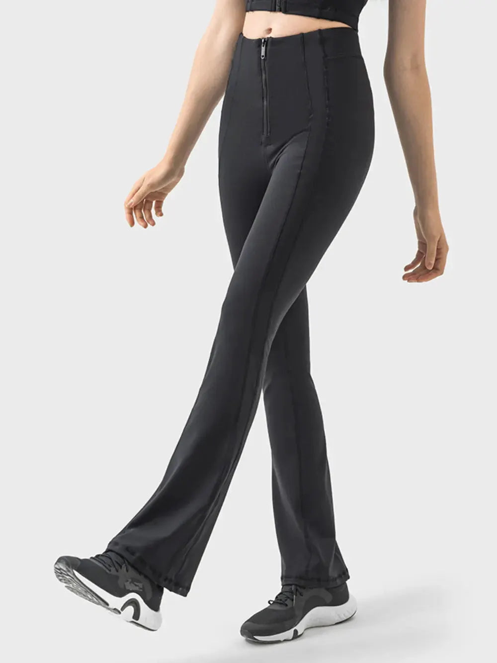 Millennia Zipper Detail High Waist Active Pants by Millennia