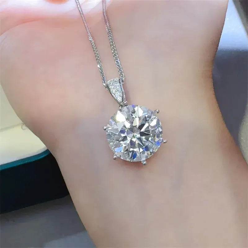 10 Carat Moissanite 925 Sterling Silver Pendant Necklace by Partner Labels
