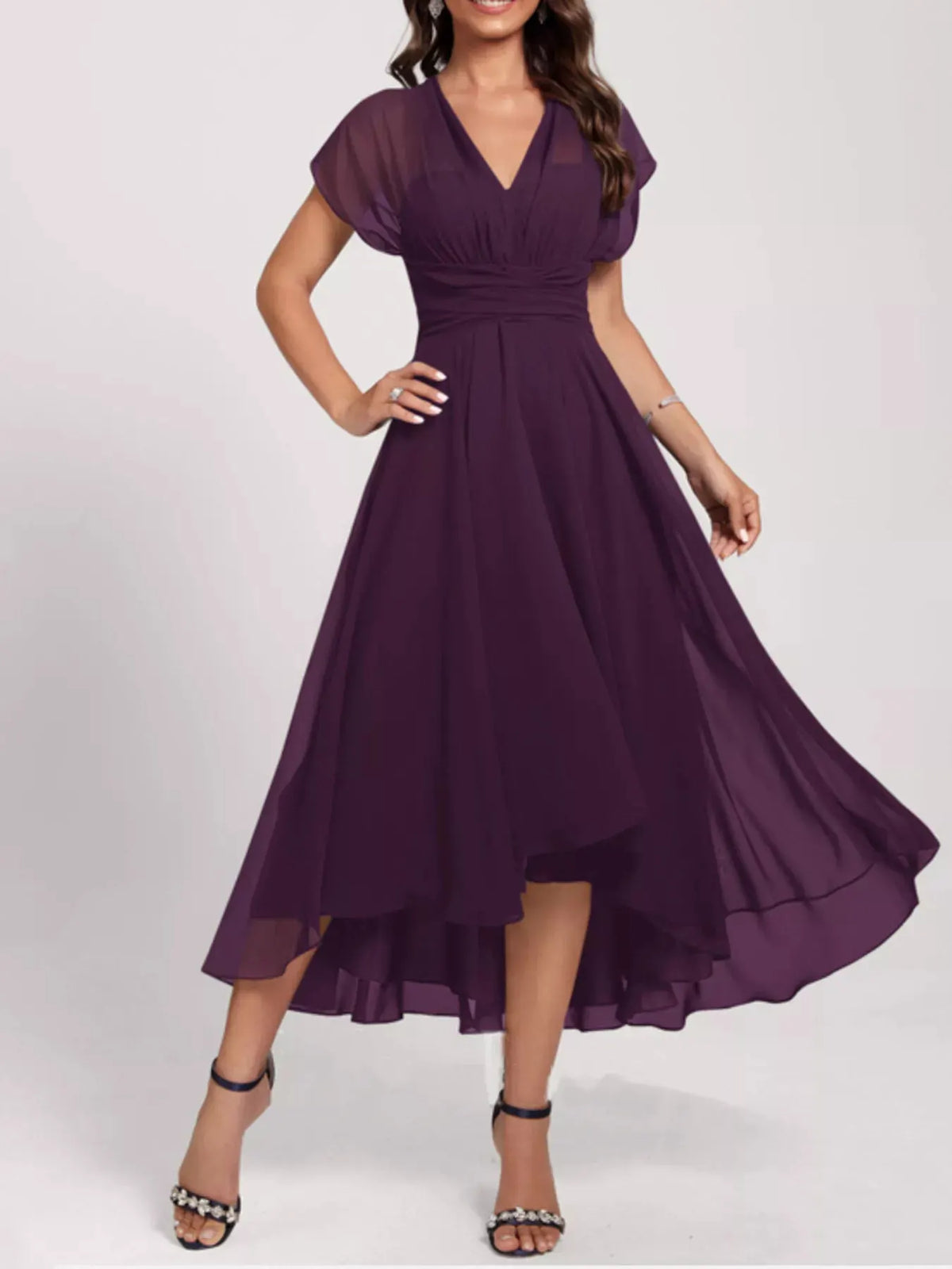 Ruched A-Line Midi Dress by Partner Label