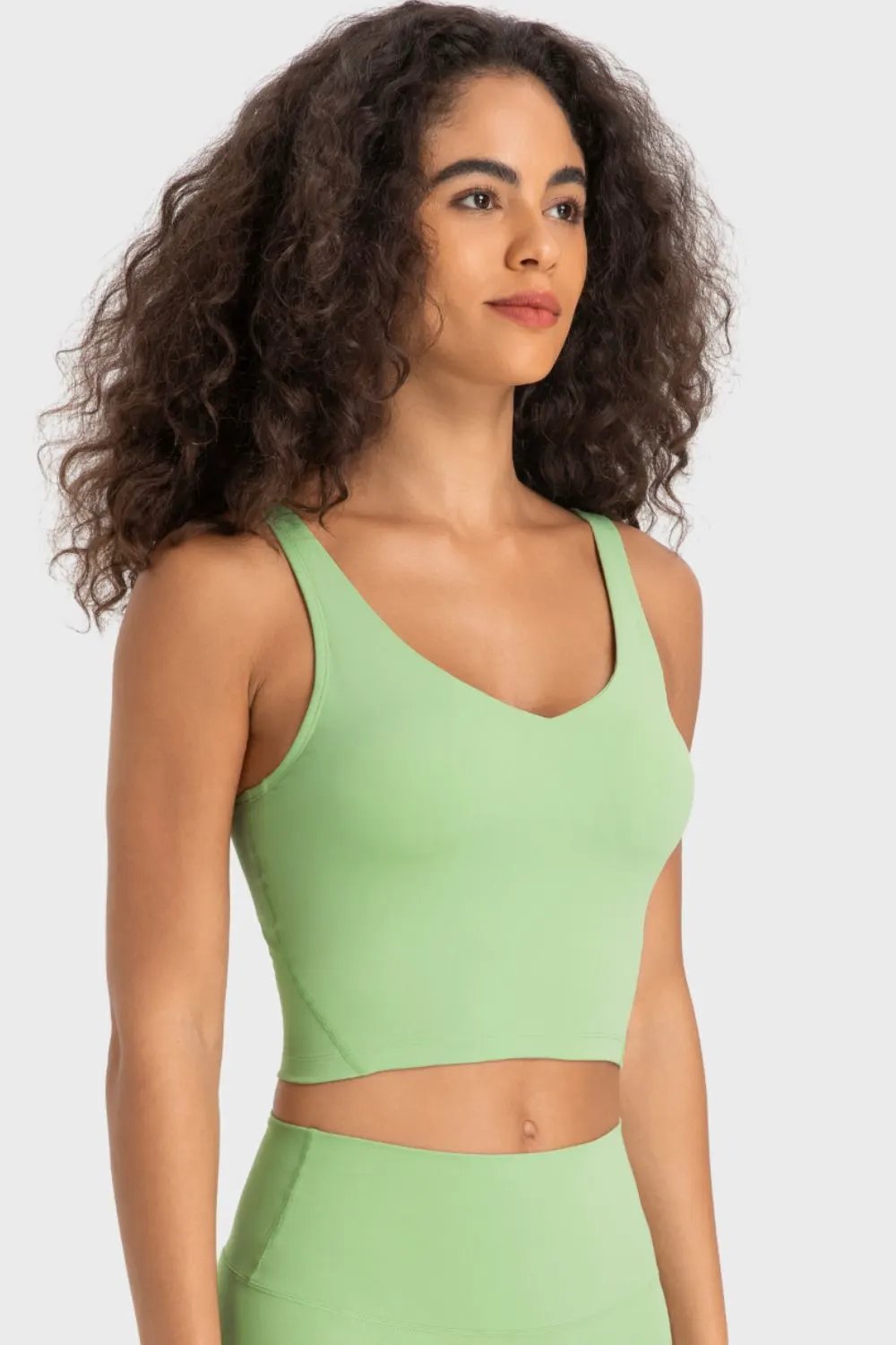 Millennia Deep V-Neck Crop Sports Bra by Millennia