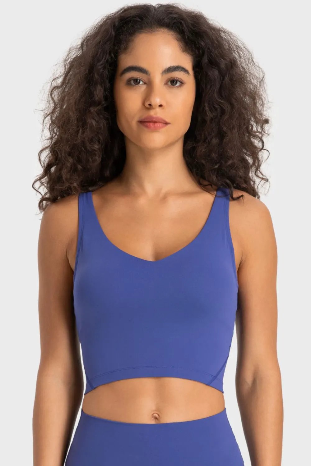 Millennia Deep V-Neck Crop Sports Bra by Millennia