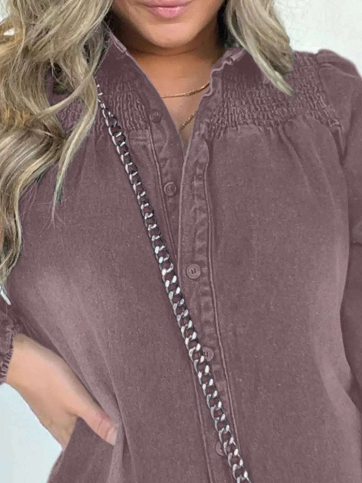 Full Size Button Front Long Sleeve Denim Dress Plus Size by Partner Label