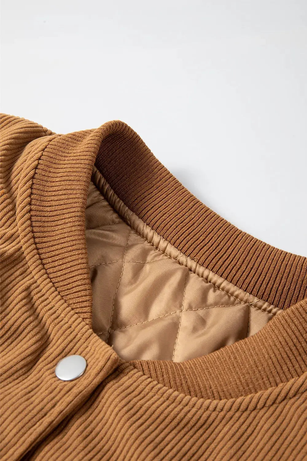Contrast Baseball Collar Snap Down Long Sleeve Jacket by Partner Label