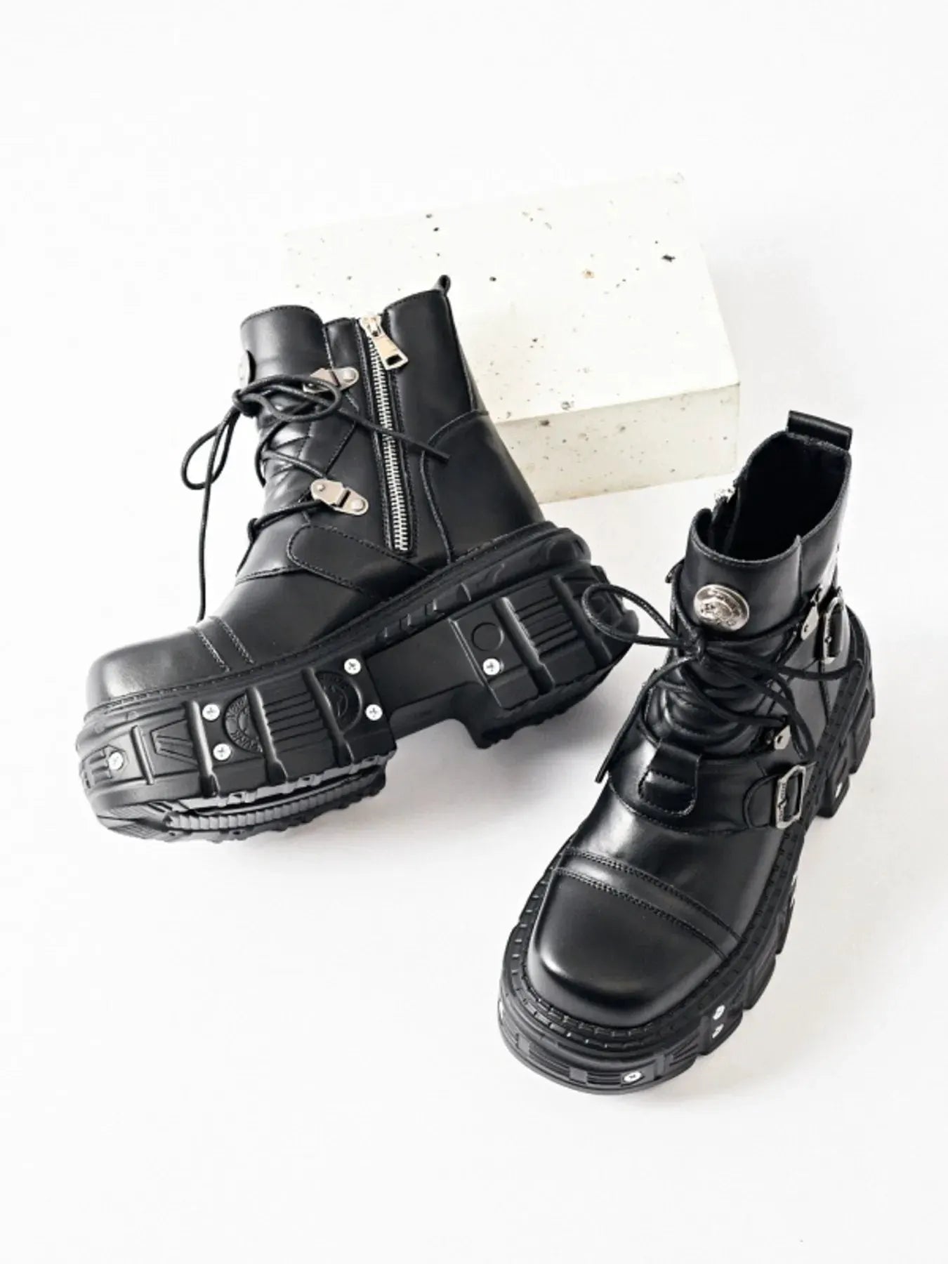 Lace Up Platform Boots by Partner Label