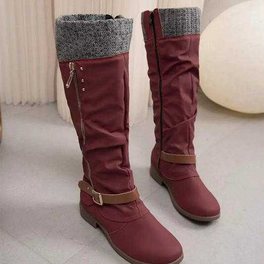 Knee High Slouch Boots with Knit Cuff by Partner Label