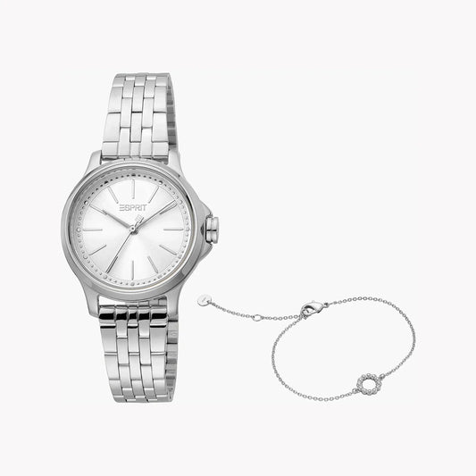 Esprit Women's Silver Stainless Steel Watch, Silver Dial | Es1l190m0025 by ESPRIT