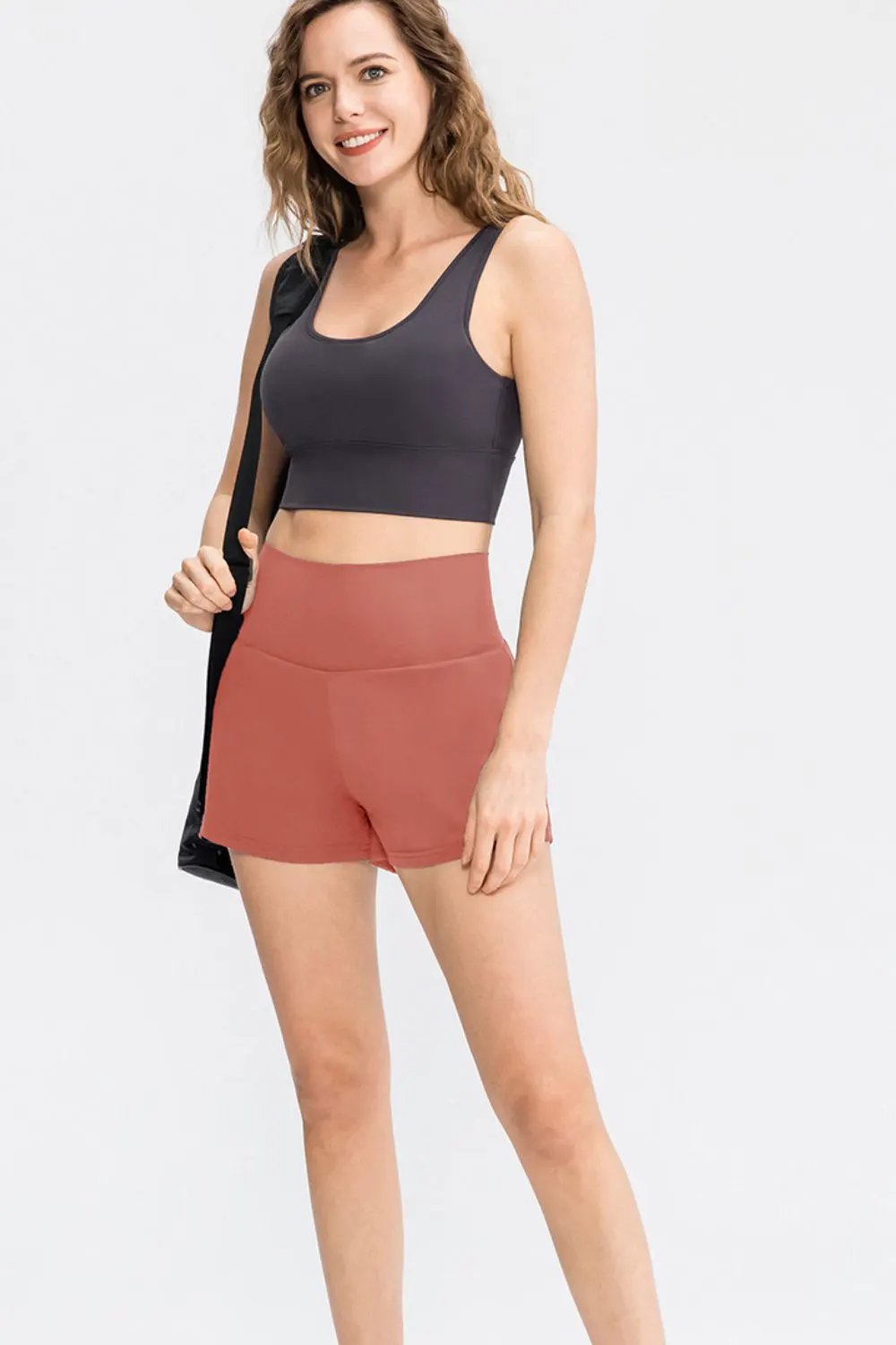 Wide Waistband Sports Shorts with Pockets by Partner Label