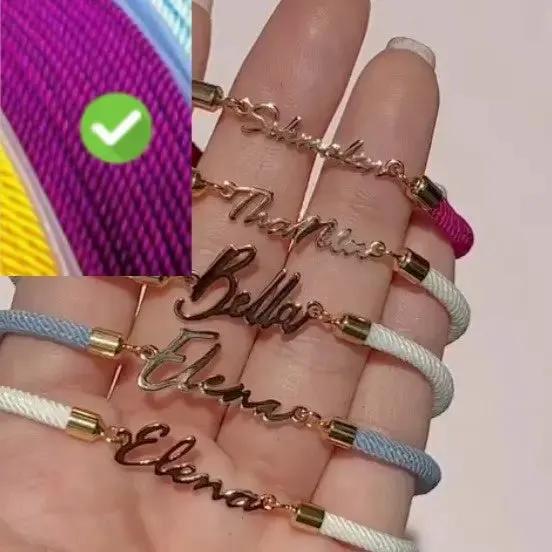 Personalized Colorful Rope Chain Custom Name Bracelet Personalized Adjustable Name Jewelry For Girls by Maiden-Art