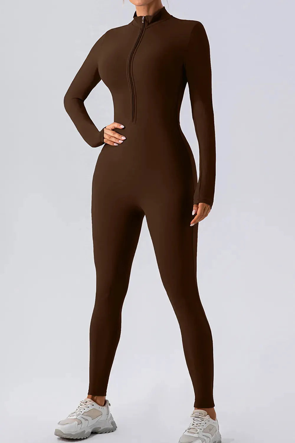 Half Zip Mock Neck Active Jumpsuit by Partner Label