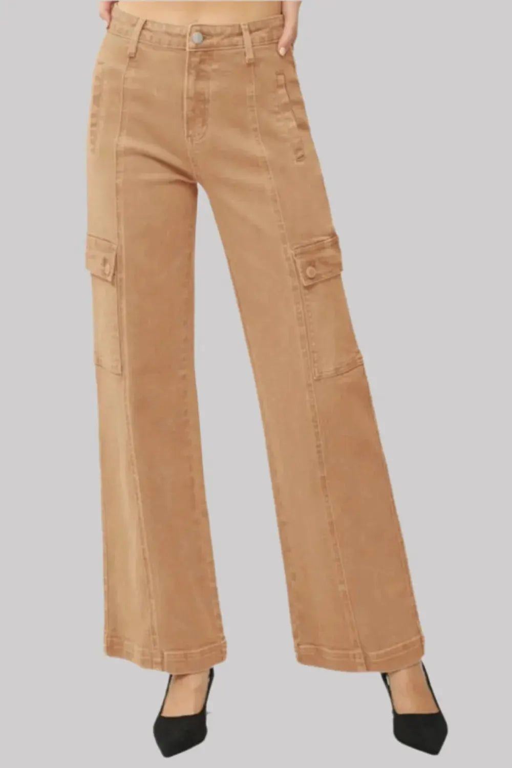RISEN Full Size High Rise Wide Leg Cargo Jeans by RISEN