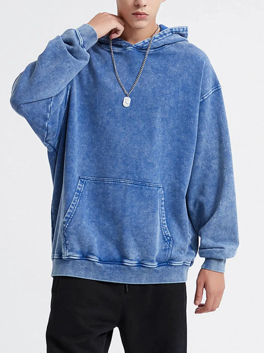 Men's Washed Oversized Long Sleeve Hoodie by Trendsi
