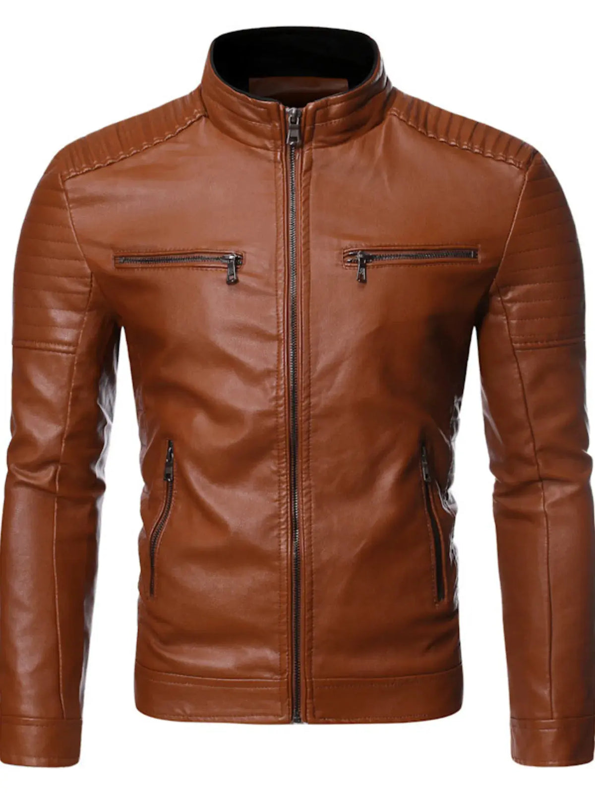 Men's Plus Size Zip Up Motorcycle Jacket by Partner Label