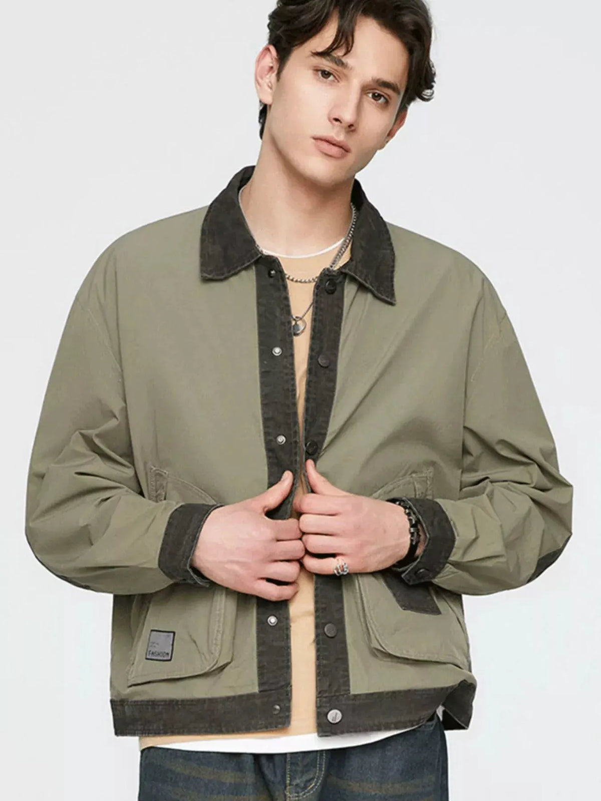 Men's Plus Size Snap Down Long Sleeve Jacket by Partner Label