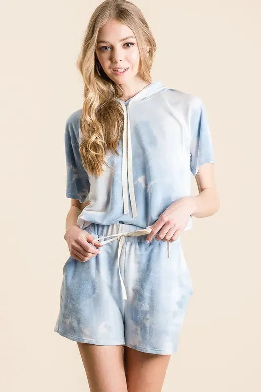 BiBi Tie Dye French Terry Hoodie Top and Bottom Set by BiBi