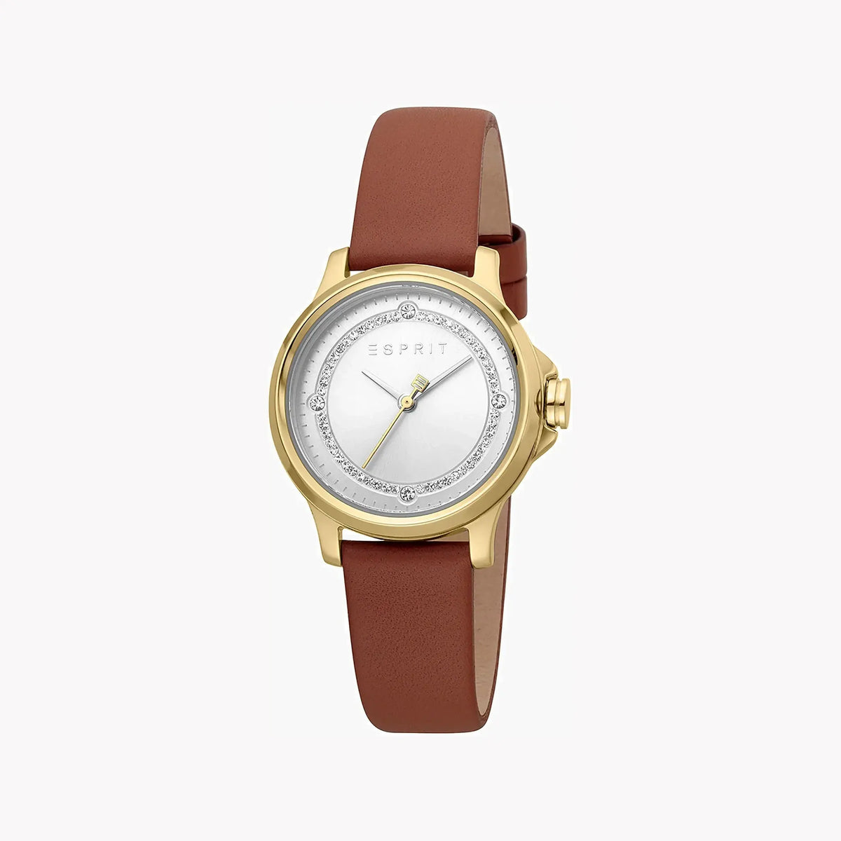 Esprit Women's Brown Leather Watch, Silver Dial | Es1l226m0045 by ESPRIT