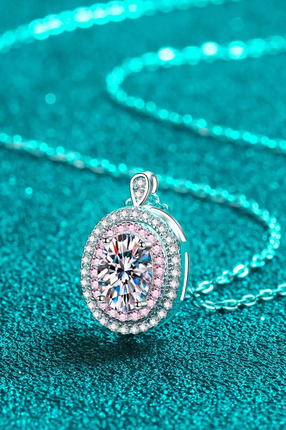 Adored 925 Sterling Silver Rhodium-Plated 1 Carat Moissanite Pendant Necklace by Partner Labels