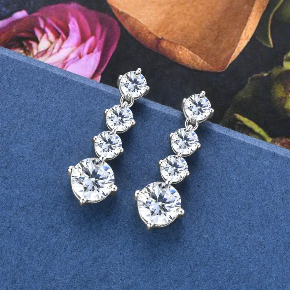 4 Carat Moissanite 925 Sterling Silver Earrings by Partner Label