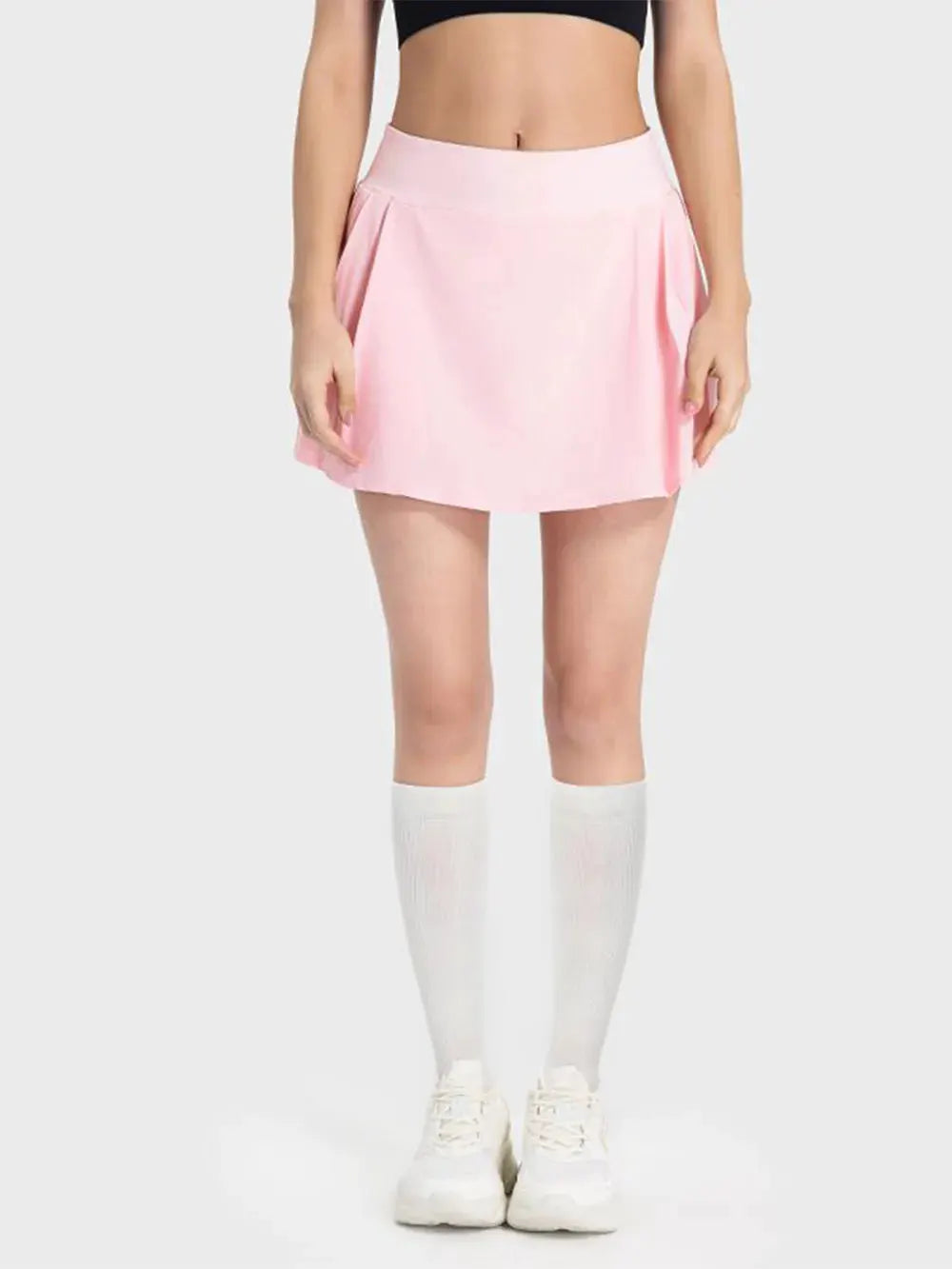 Millennia Pleated Detail Mid-Rise Waist Active Skirt by Millennia