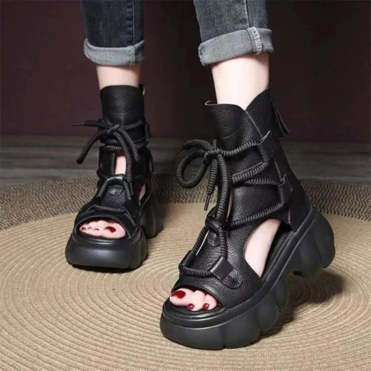 Chunky Platform Lace-Up Sandals by Partner Label