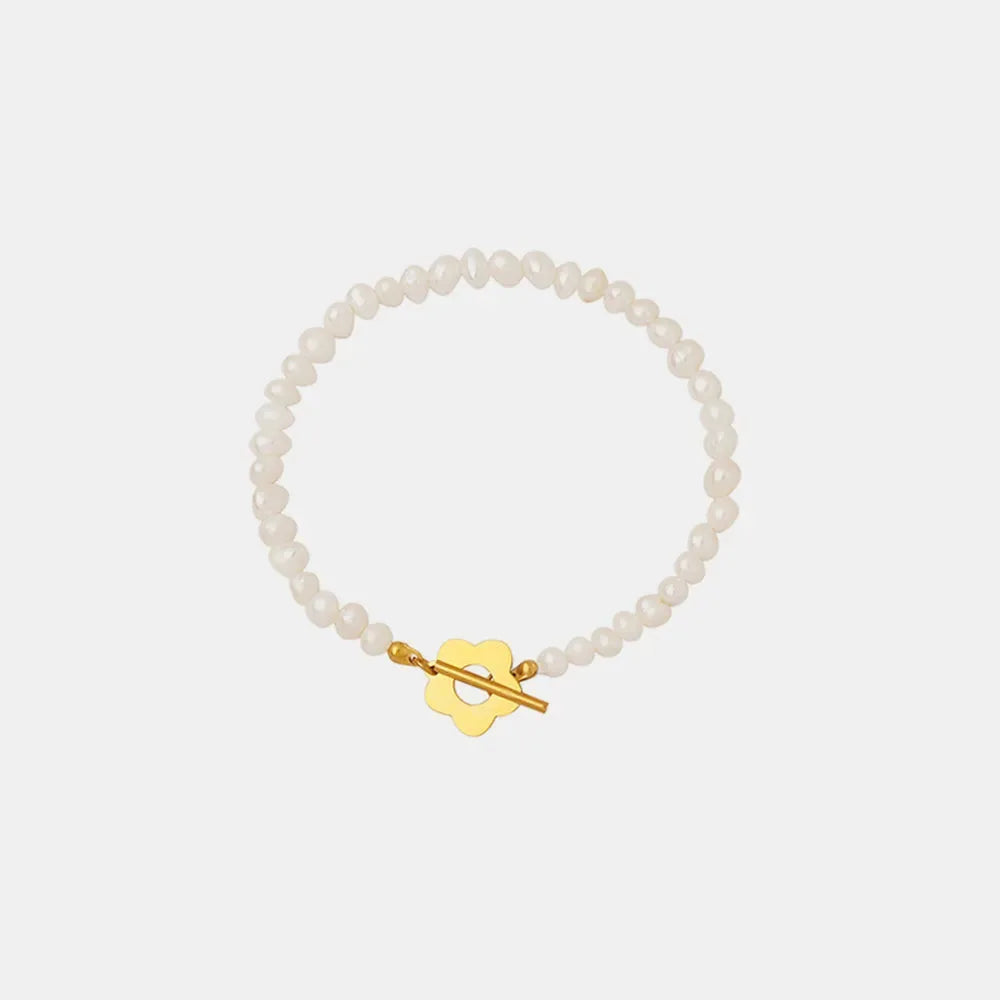 Titanium Steel Pearl Flower Bracelet by Partner Label