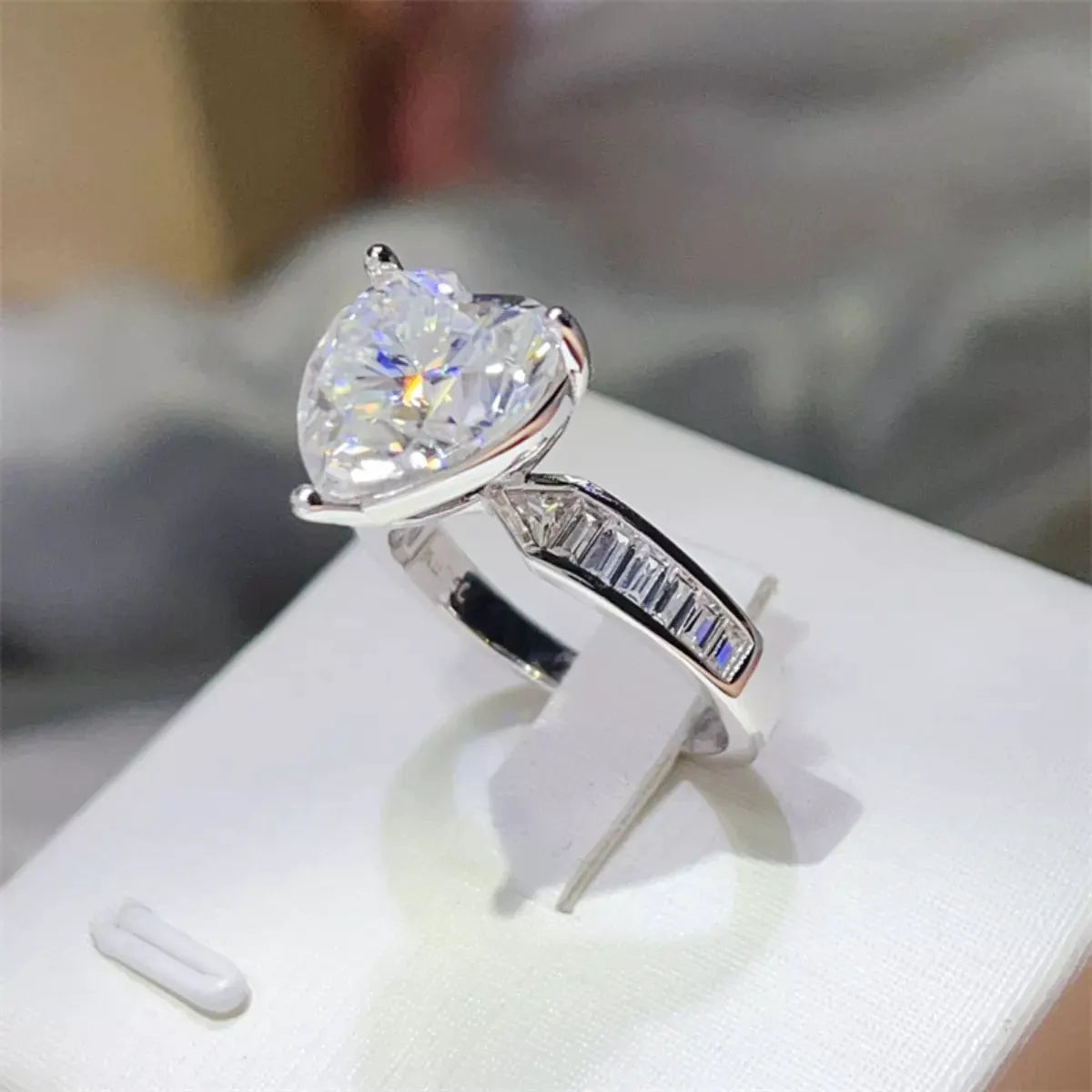 5 Carat Moissanite 925 Sterling Silver Heart Ring by Partner Label