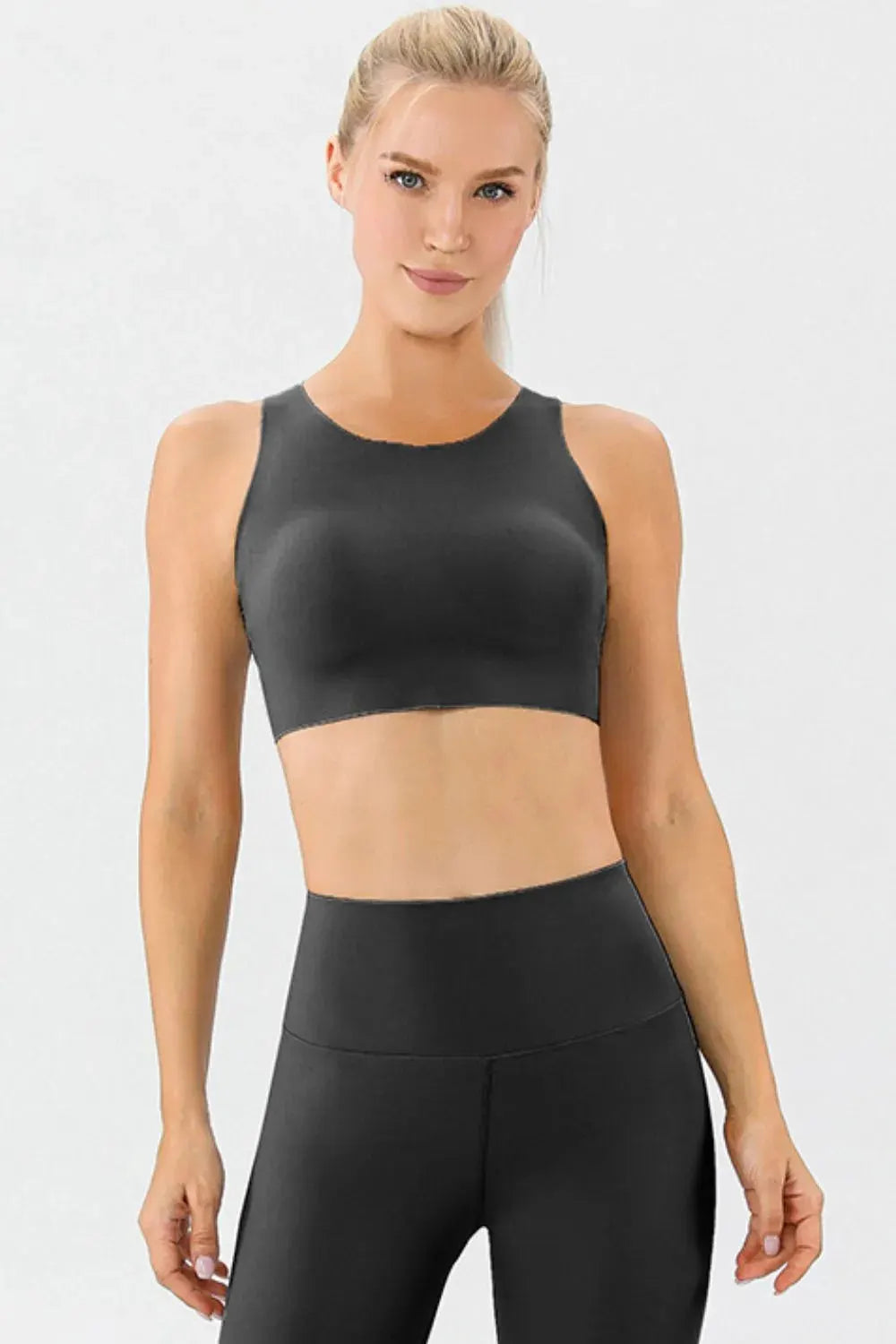 Round Neck Wide Strap Active Bra by Partner Label