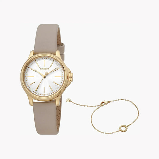Esprit Women's Brown Leather Watch, Silver Dial | ES1L144L2025 by ESPRIT