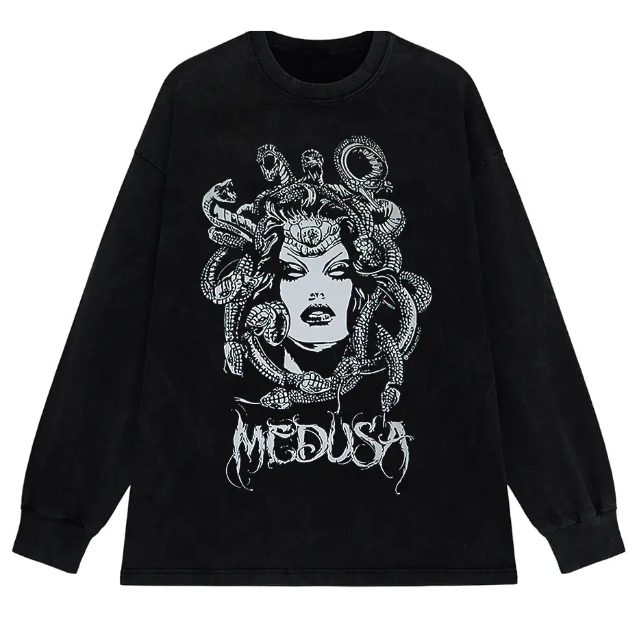 Gothic Dark Graphic T-Shirt Women Oversized Harajuku Punk Streetwear Tee by Vimost Shop