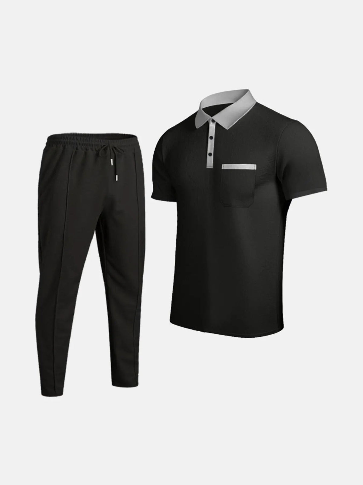 Men's Full Size Short Sleeve Polo and Pants Set Plus Size by Trendsi