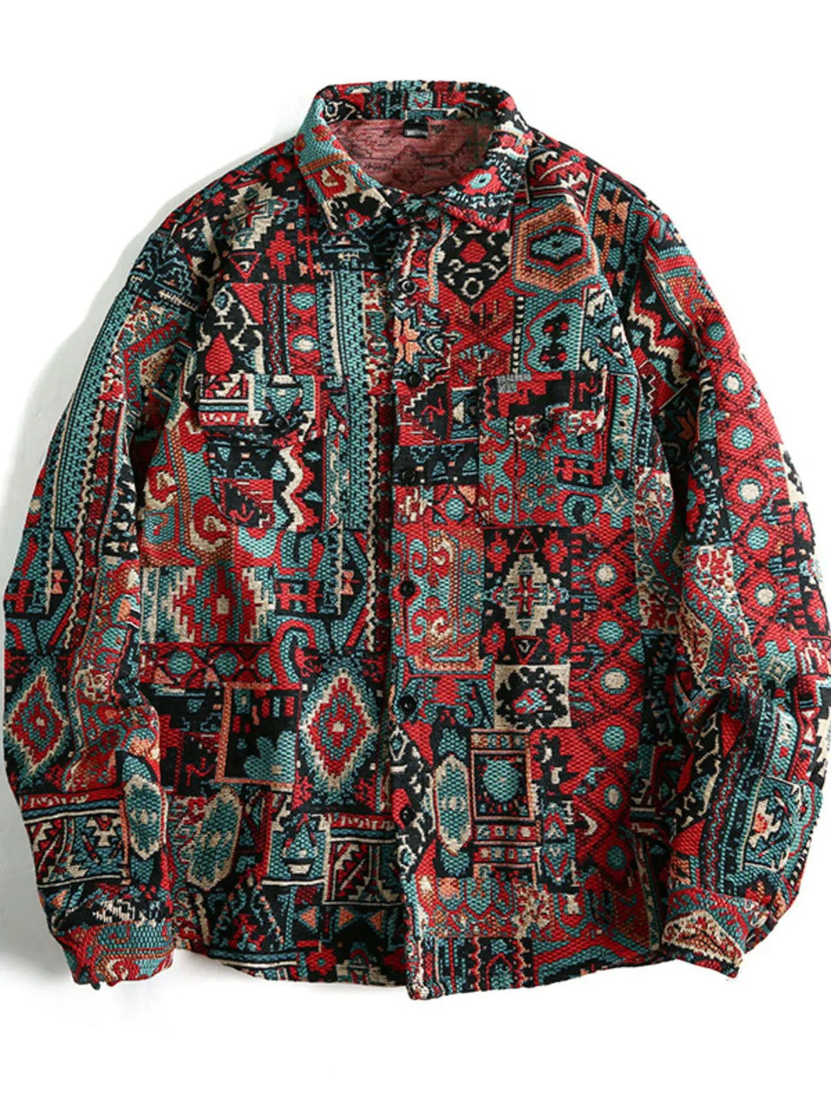 Men's Geometric Button Up Shacket by Trendsi