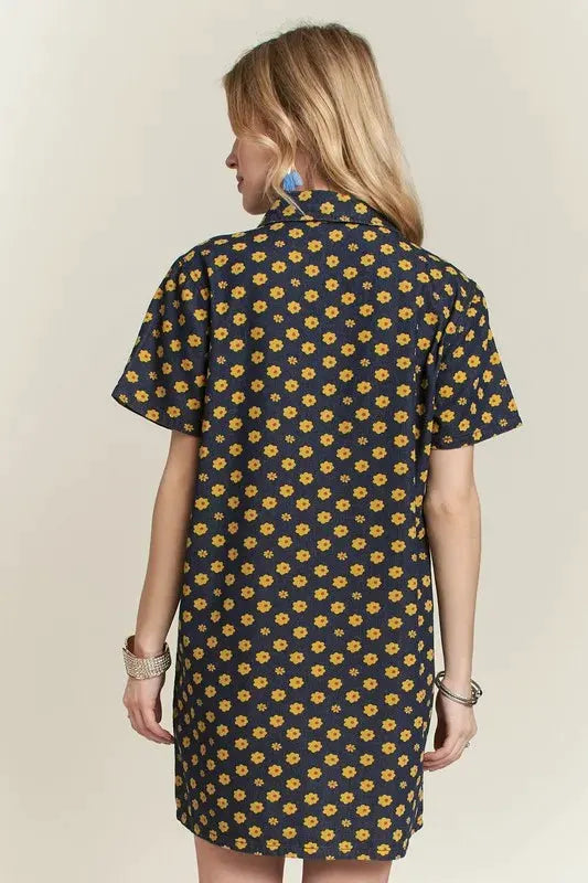 ADORA Floral Button-Up Mini Denim Dress by Partner Label