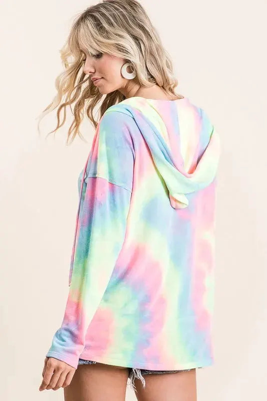 BiBi Tie Dye Terry Long Sleeve Hoodie by BiBi