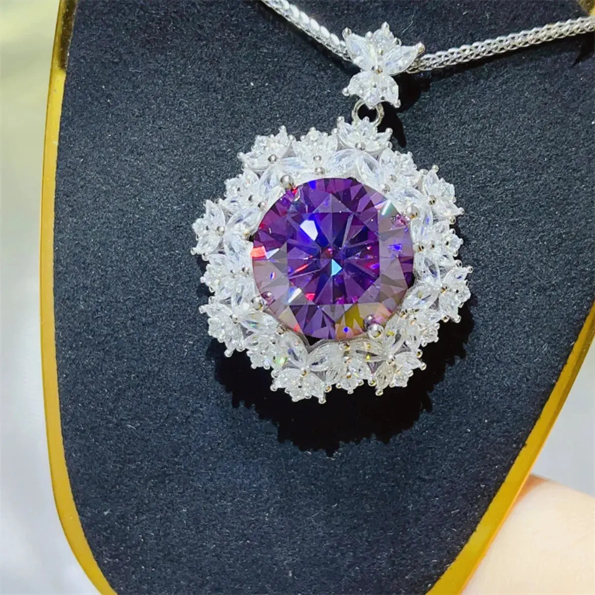 10 Carat Moissanite 925 Sterling Silver Necklace by Partner Labels