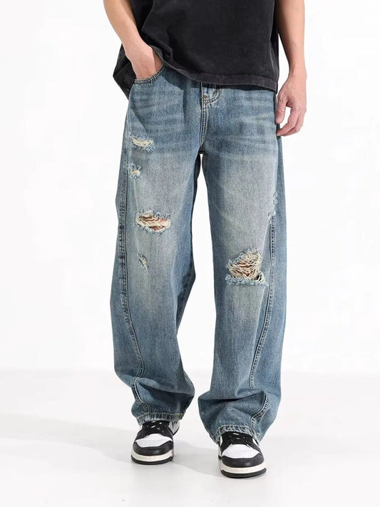 Men's Full Size Distressed Wide Leg Jeans Plus Size by Partner Label