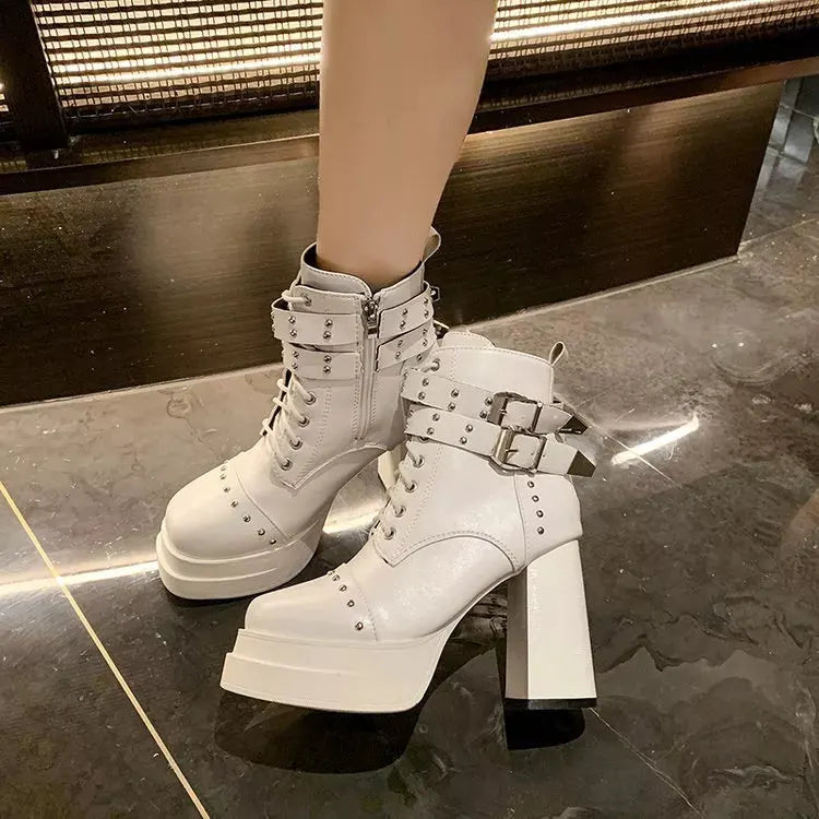 Round Toe Block Heels Boots by Partner Label