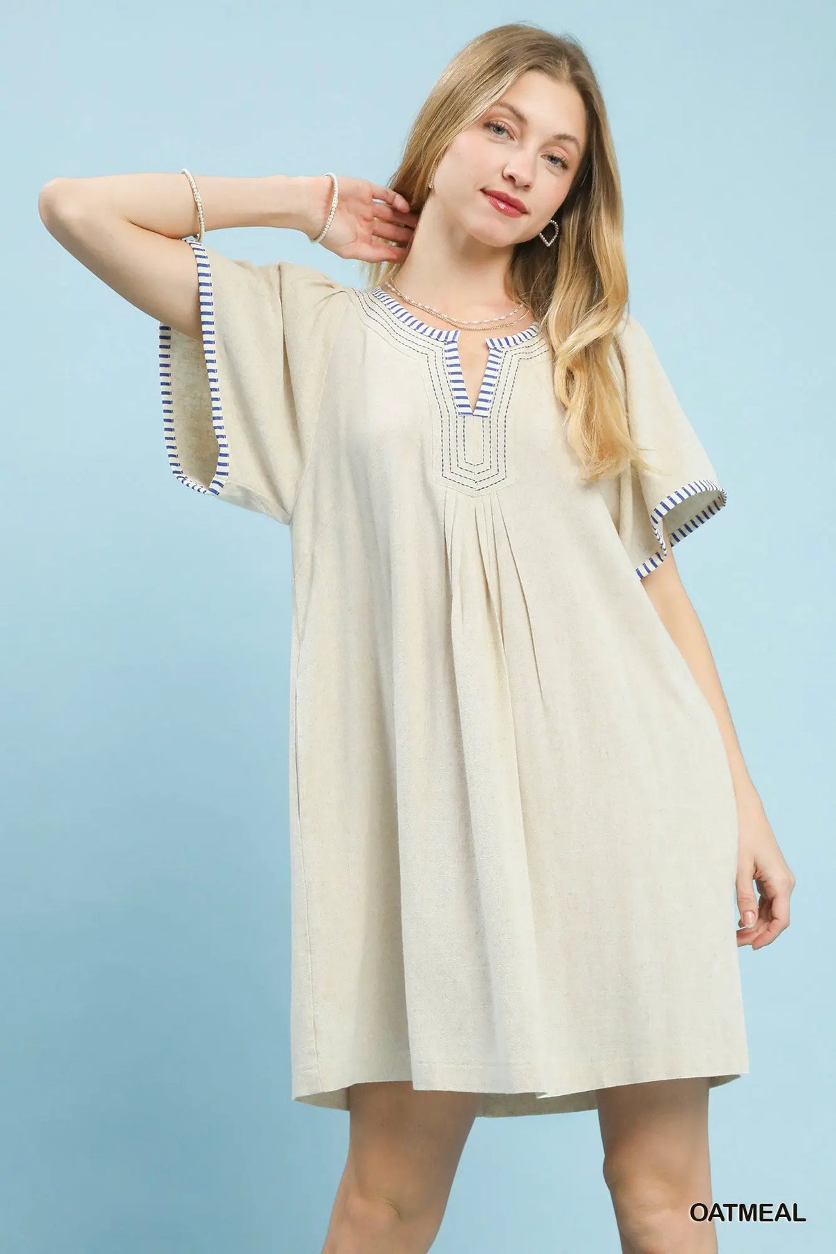 Umgee Linen Trim Tunic Dress by Umgee