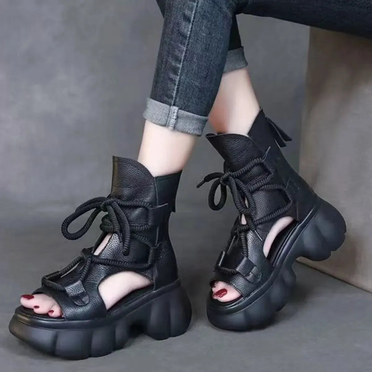 Chunky Platform Lace-Up Sandals by Partner Label