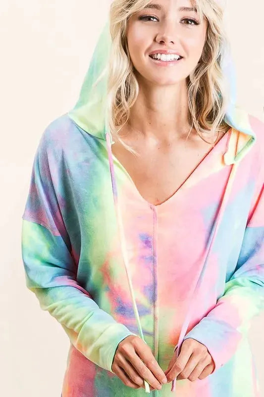 BiBi Tie Dye Terry Long Sleeve Hoodie by BiBi
