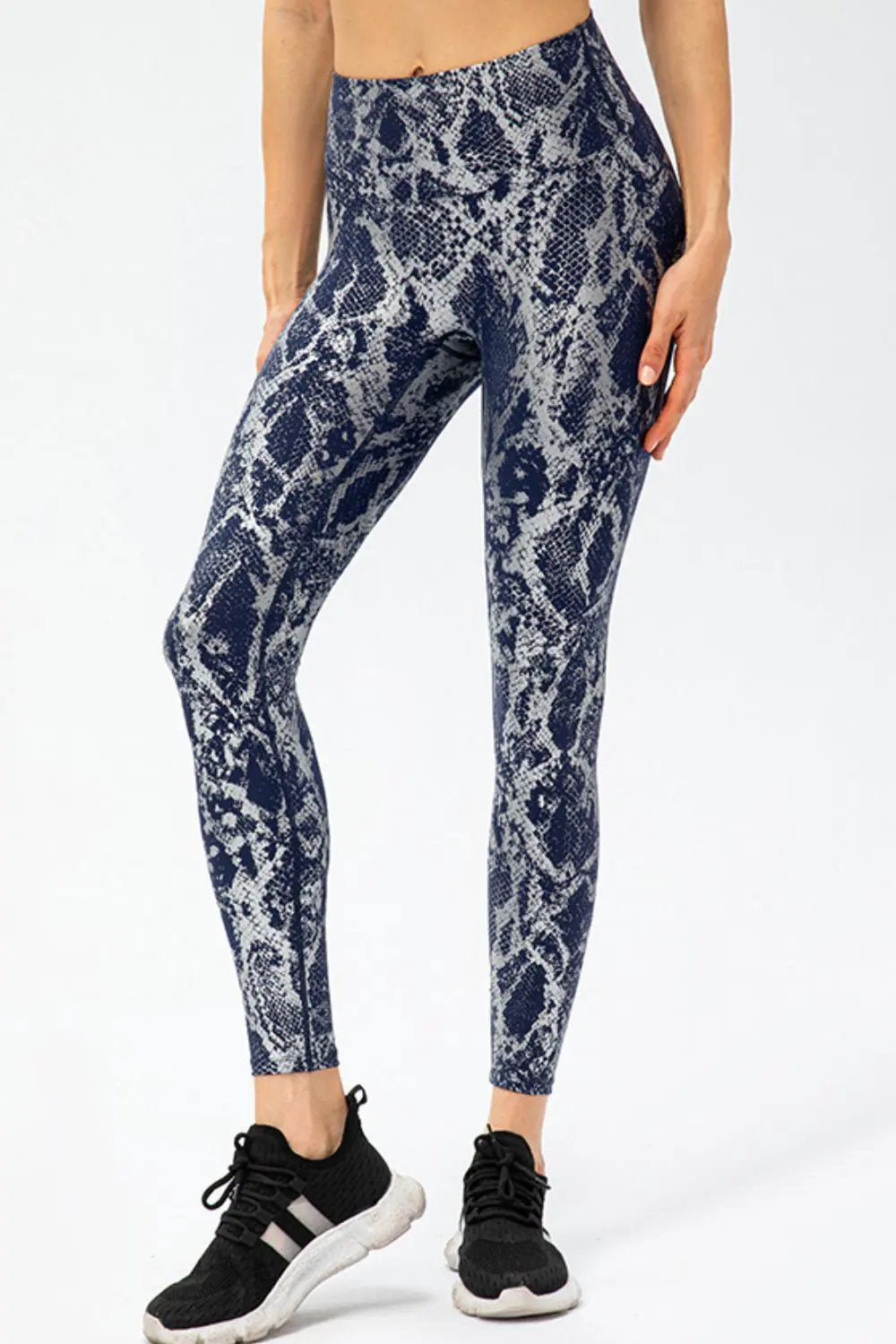 Animal Print Slim Fit Wide Waistband Long Sports Pants by Partner Label