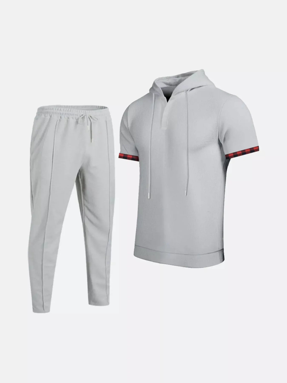 Men's Full Size Casual Short-Sleeve Hoodie and Pants Set Plus Size by Trendsi