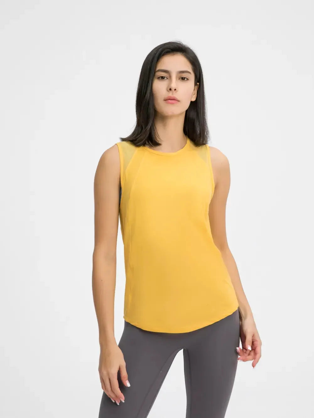 Millennia Cutout Back Round Neck Active Tank by Millennia