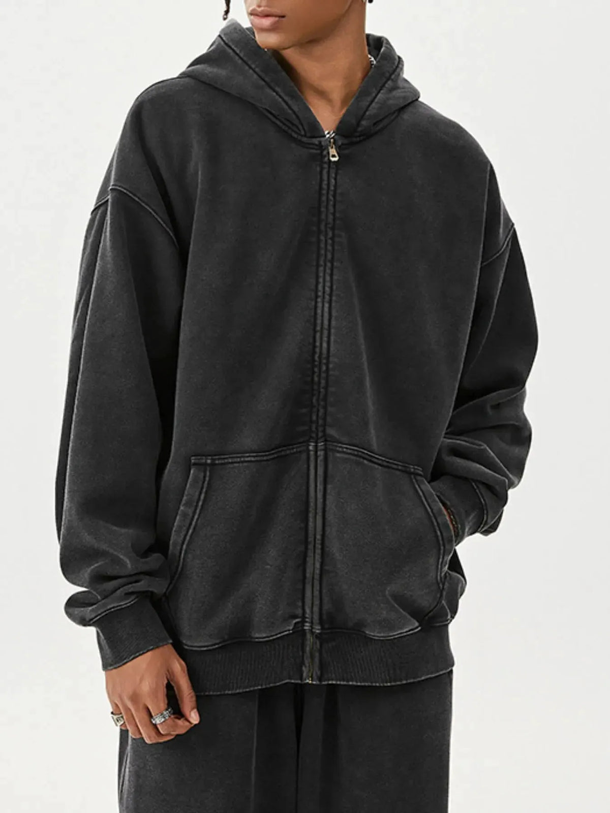 Men's Zip Up Long Sleeve Hoodie by Partner Label