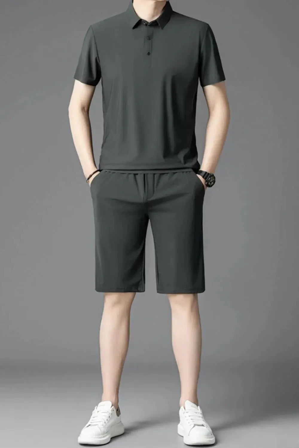 Men's Plus Size Short Sleeve Polo and Shorts Set by POL
