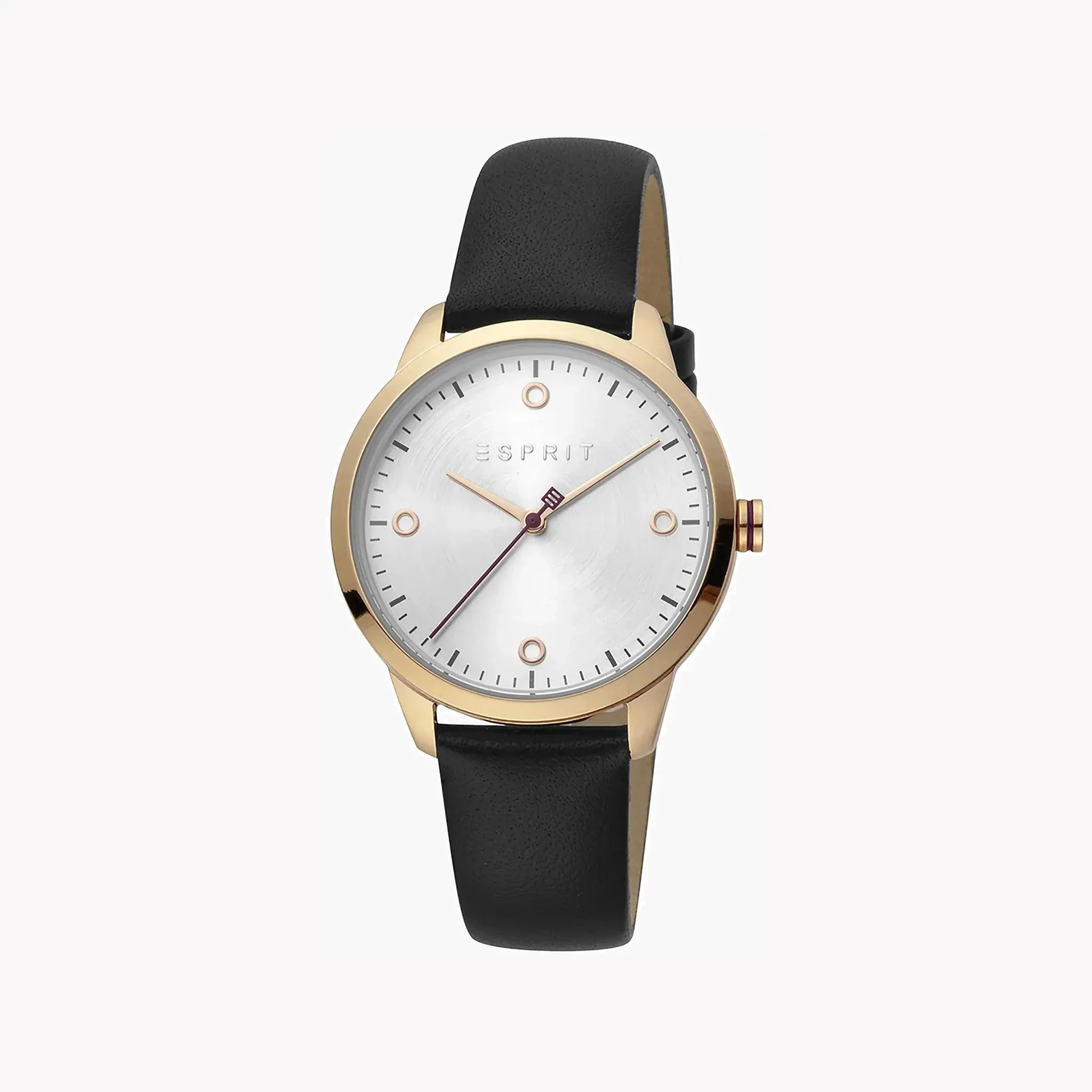 Esprit Women's Black Leather Watch, Silver Dial | Es1l112m0065 by ESPRIT