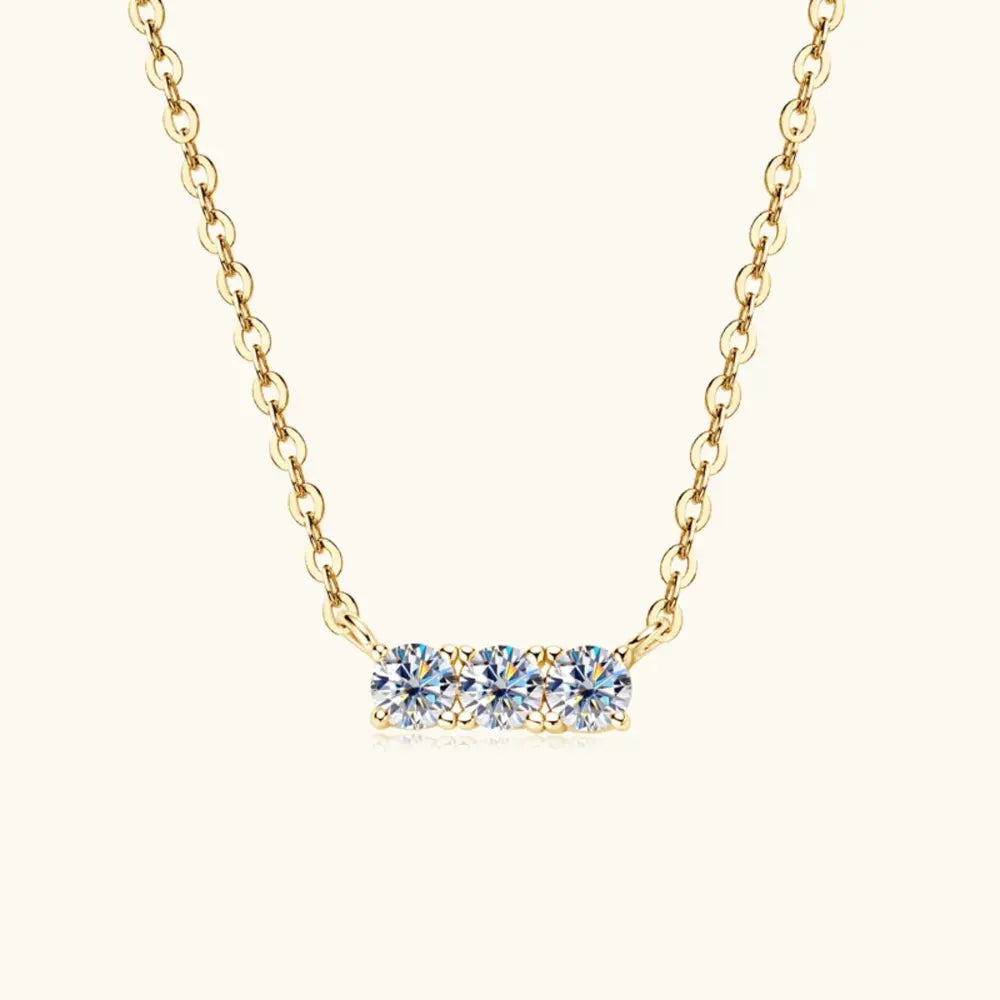 925 Sterling Silver Inlaid Moissanite Bar Necklace by Partner Label