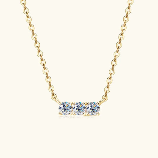 925 Sterling Silver Inlaid Moissanite Bar Necklace by Partner Label